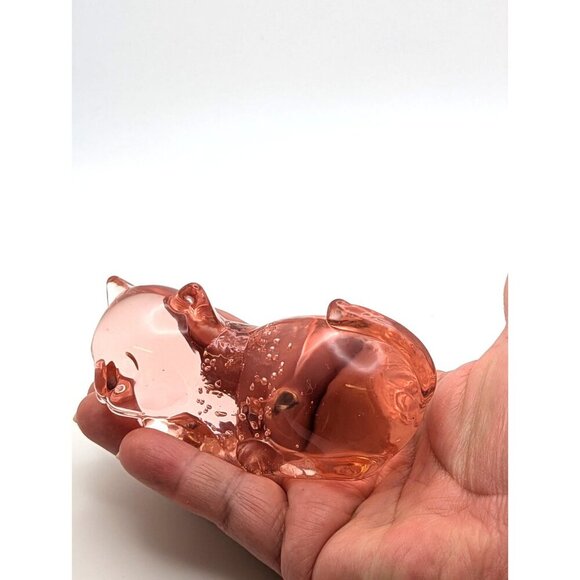 Fenton Glass Sleeping Cat-Clear Pink Rose Peach Glossy - Picture 6 of 7